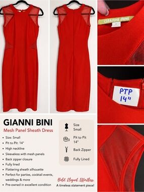 Gianni Bini Red Sleeveless Mesh-Panel Sheath Dress